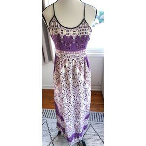 Purple Floral Print Maxi Dress - Size S